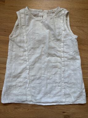 Mabo Creamy White Textured 100% Cotton Sleeveless Tank Top Girls sz 10/11